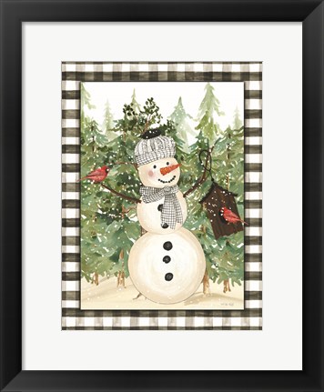 Framed Snowman and Birdhouse Print