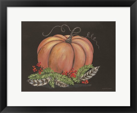 Framed Pumpkin and Feathers Print