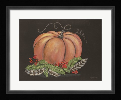 Framed Pumpkin and Feathers Print