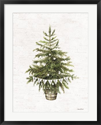 Framed Believe Christmas Tree Print