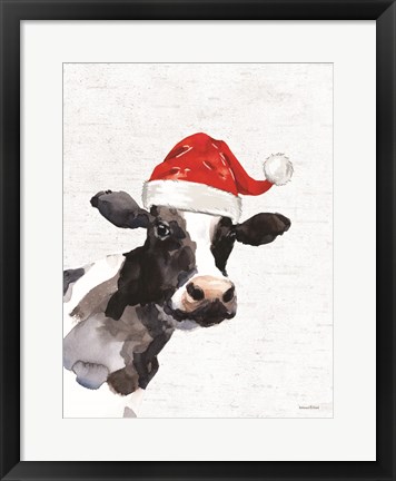 Framed Christmas Cow Print