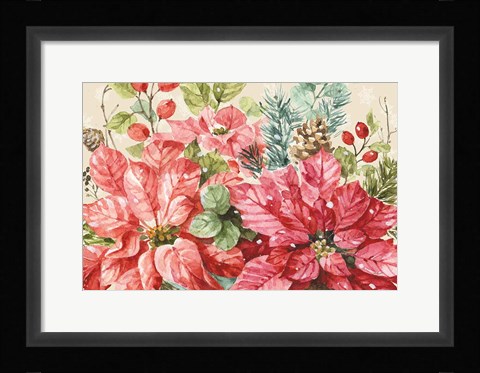 Framed Our Christmas Story Poinsettias Print