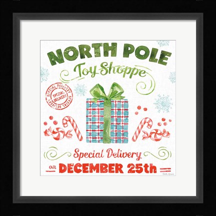 Framed Santa Signs IV Print