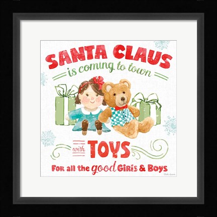 Framed Santa Signs III Print