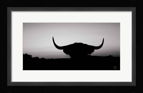 Framed Bull Set BW Crop Print