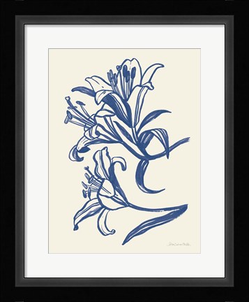 Framed Ink Lilies II Blue Print