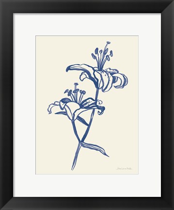 Framed Ink Lilies I Blue Print