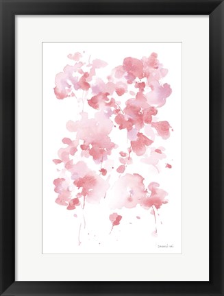 Framed Cascading Petals I Pink Print