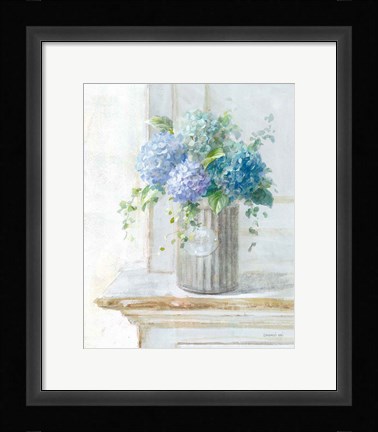 Framed Morning Hydrangeas I Print