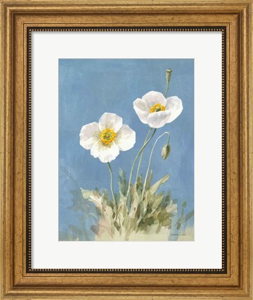 Framed White Poppies I No Butterfly Print