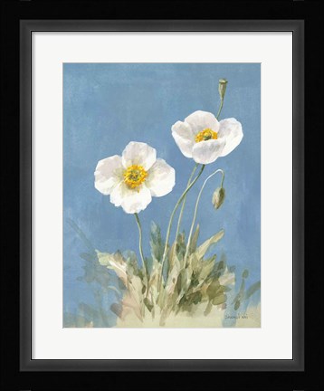 Framed White Poppies I No Butterfly Print