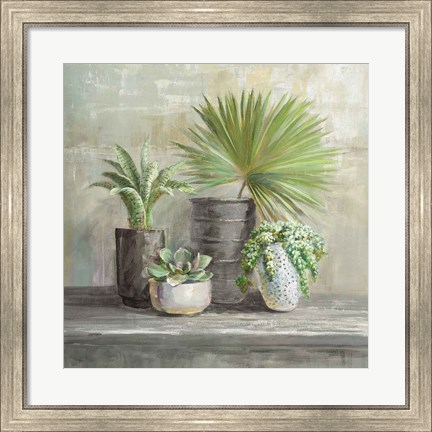 Framed Indoor Garden Gray Print