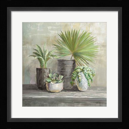 Framed Indoor Garden Gray Print