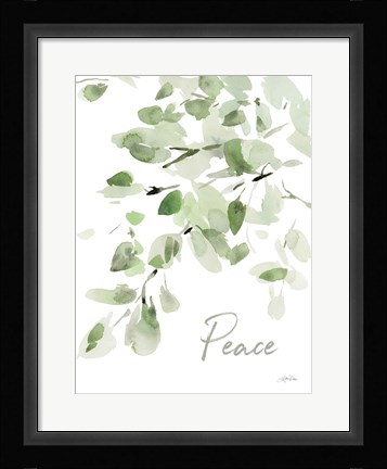Framed Cascading Branches I Peace Print