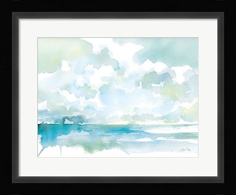 Framed Ocean Dreaming Pale Blue Print