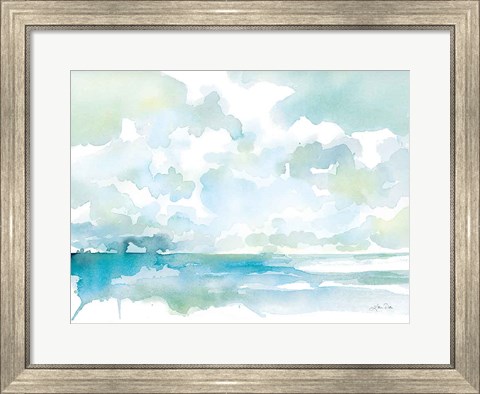 Framed Ocean Dreaming Pale Blue Print