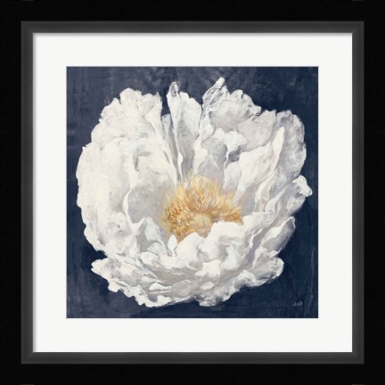 Framed Serene Peony Navy Print