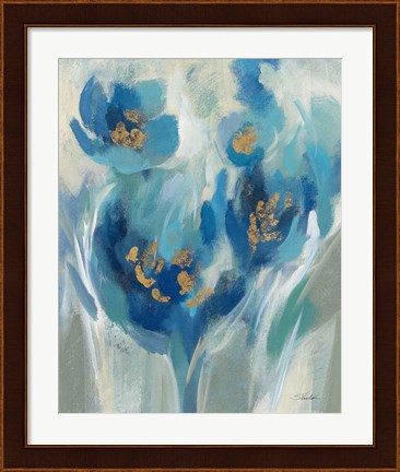 Framed Blue Fairy Tale Floral II Print