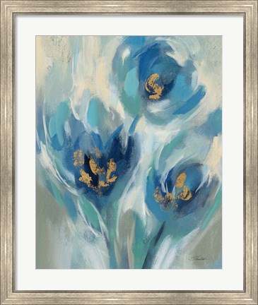 Framed Blue Fairy Tale Floral I Print
