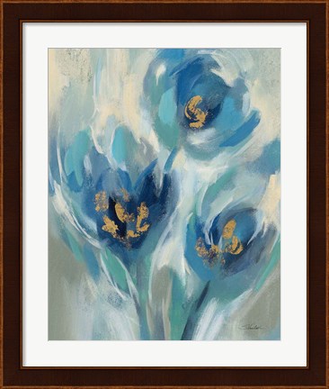 Framed Blue Fairy Tale Floral I Print