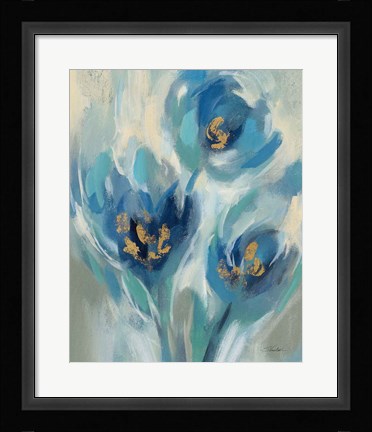 Framed Blue Fairy Tale Floral I Print