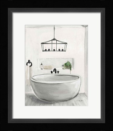 Framed Attic Bathroom II Light Crop Print