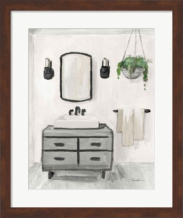 Framed Attic Bathroom I Light Crop Print