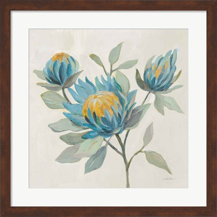 Framed Field Floral II Blue Print