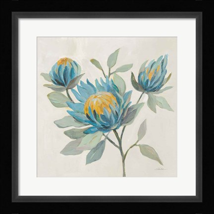 Framed Field Floral II Blue Print