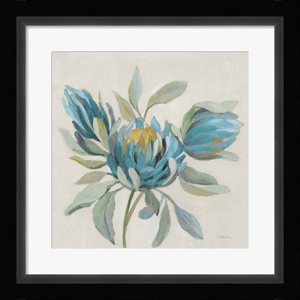 Framed Field Floral I Blue Print