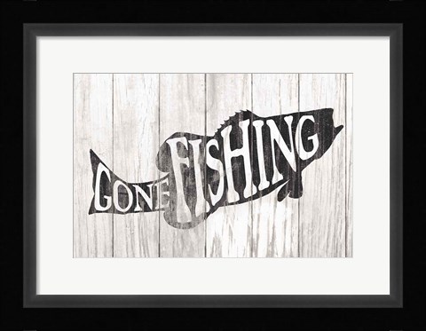 Framed Gone Fishing Sign Print