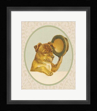 Framed Dog with Hat I Print