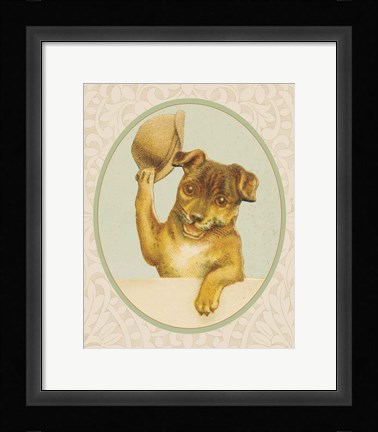 Framed Dog with Hat II Print