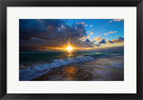 Framed Sunrise Over Miami Beach Print