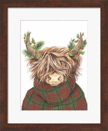 Framed Christmas Highland Cow Print