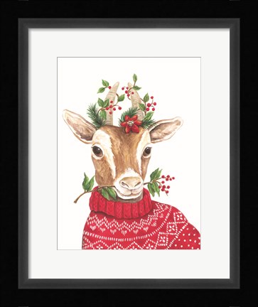 Framed Christmas Goat Print