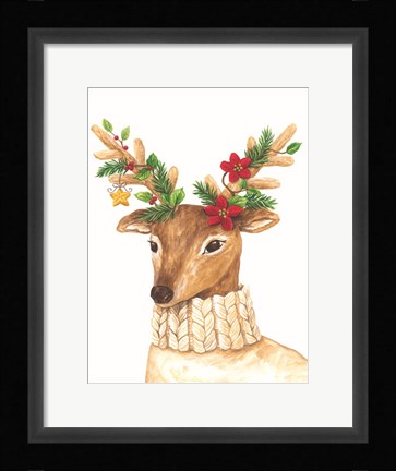Framed Christmas Deer Print