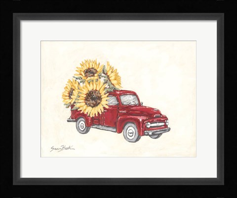 Framed Sunflower Farm Truck Print
