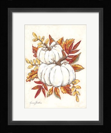 Framed White Pumpkin Fall Foliage Print