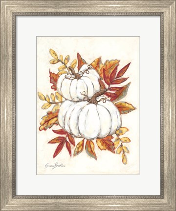 Framed White Pumpkin Fall Foliage Print