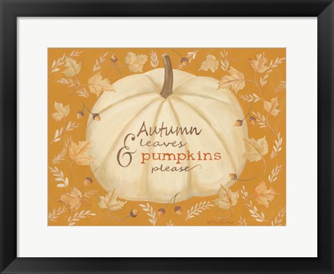 Framed Autumn Leaves &amp; Pumpkin Print