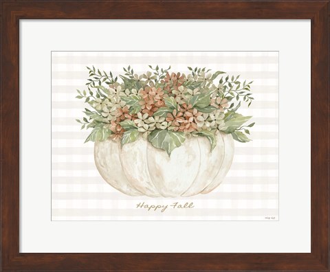 Framed Happy Fall Pumpkin Floral Print