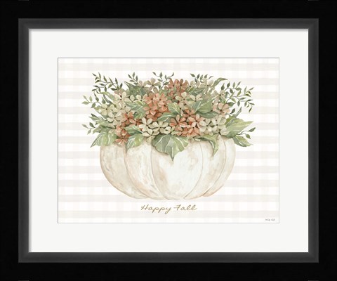 Framed Happy Fall Pumpkin Floral Print