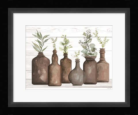 Framed Cappuccino Bottles I Print