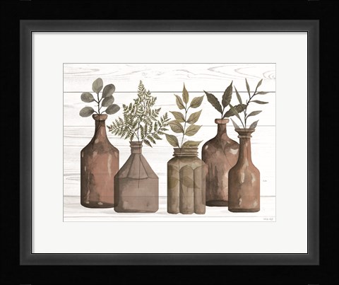 Framed Cappuccino Bottles II Print