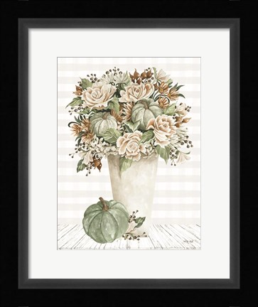 Framed Fall Floral with Pumpkins I Print