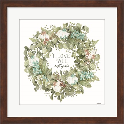 Framed I Love Fall Wreath Print