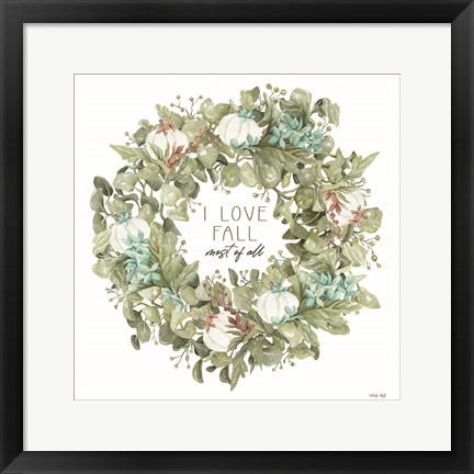 Framed I Love Fall Wreath Print