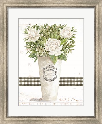 Framed White Roses Print