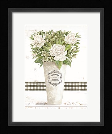 Framed White Roses Print